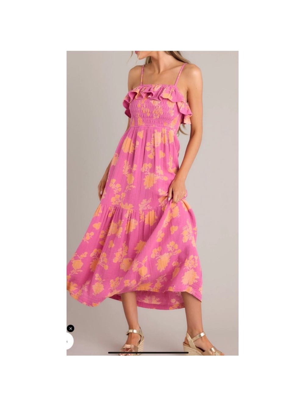 Z Supply Pink and Orange Floral Maxi Dress